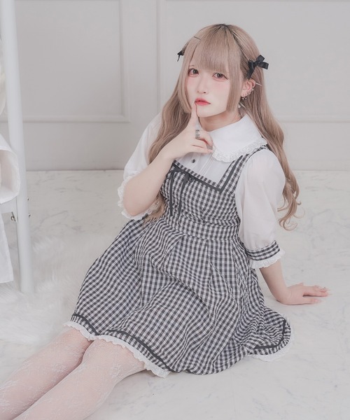 美品⭐︎ヘンリックヴィブスコフ　刺繍ワンピース　ギンガム　アシンメトリー　フリル Angelic Pretty - ギンガムシャーベットワンピース angelic