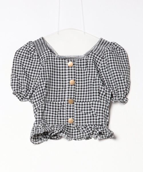 gossip!ロサンゼルス(ゴシップロサンゼルス)の「ギンガムチェック スクエアネックロングシャツ ショート ブラウス(シャツ/ブラウス・レディース・ブラック/レッド・S/M)」の18枚目の写真