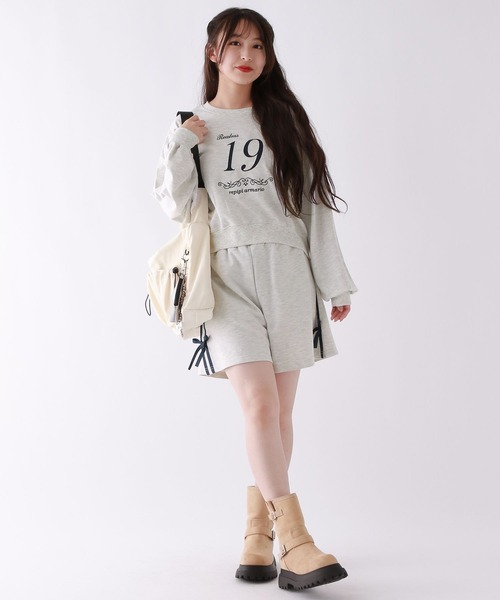 repipi armario（レピピ アルマリオ）の「☆セットアイテム☆ラインリボンセットアップ（セットアップ・キッズ・サックスブルー/グレー/ピンク・MEDIUM/LARGE/SMALL）」の2枚目の写真