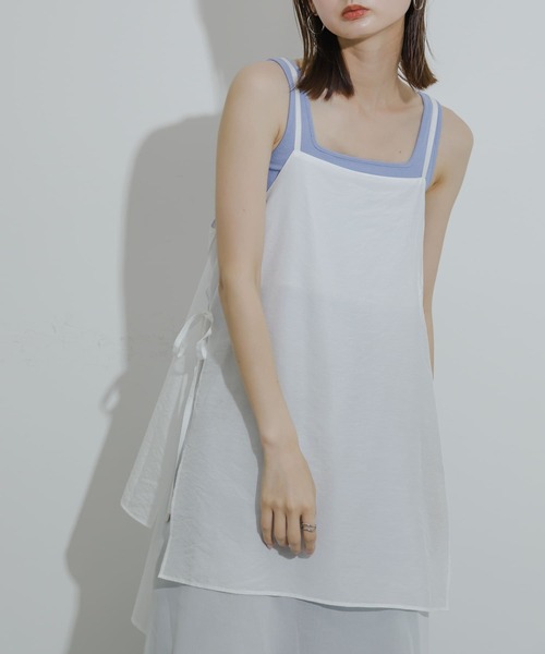 SENSE OF PLACE by URBAN RESEARCH（センスオブプレイスバイアーバンリサーチ）の「レイヤードシアーワンピース（ワンピース・レディース・ネイビー/ベージュ/オフホワイト・ONE）」の4枚目の写真