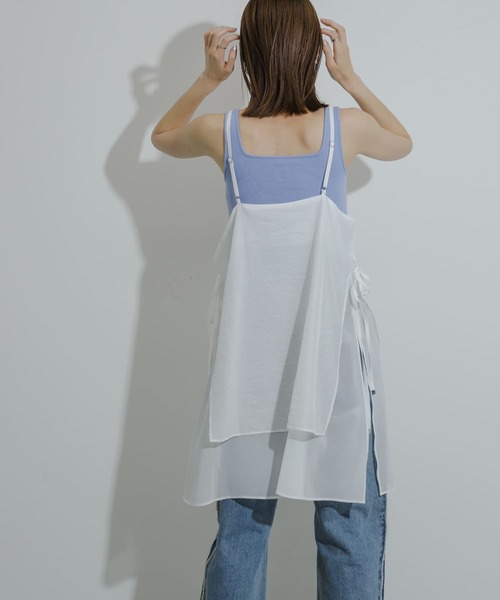 SENSE OF PLACE by URBAN RESEARCH（センスオブプレイスバイアーバンリサーチ）の「レイヤードシアーワンピース（ワンピース・レディース・ネイビー/ベージュ/オフホワイト・ONE）」の6枚目の写真