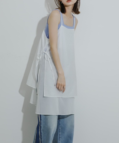 SENSE OF PLACE by URBAN RESEARCH（センスオブプレイスバイアーバンリサーチ）の「レイヤードシアーワンピース（ワンピース・レディース・ネイビー/ベージュ/オフホワイト・ONE）」の7枚目の写真