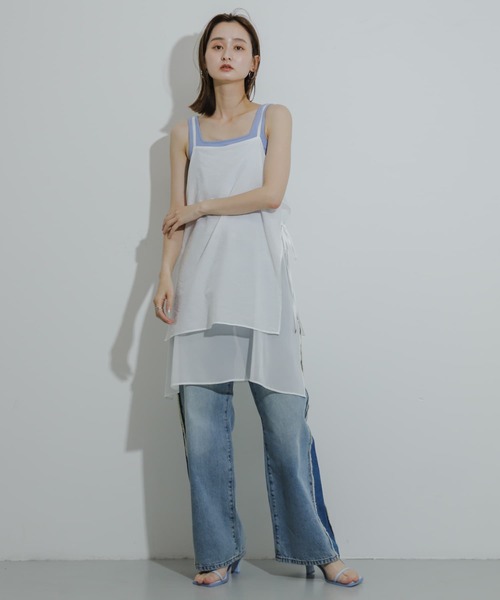 SENSE OF PLACE by URBAN RESEARCH（センスオブプレイスバイアーバンリサーチ）の「レイヤードシアーワンピース（ワンピース・レディース・ネイビー/ベージュ/オフホワイト・ONE）」の9枚目の写真