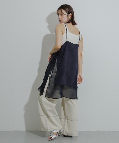 SENSE OF PLACE by URBAN RESEARCH（センスオブプレイスバイアーバンリサーチ）の「レイヤードシアーワンピース（ワンピース・レディース・ネイビー/ベージュ/オフホワイト・ONE）」の22枚目の写真