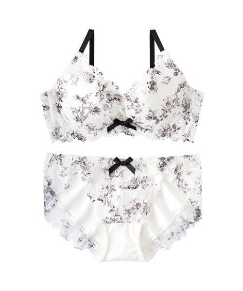 aimerfeel（エメフィール）の「【ブラショーツセット】モノトーンフラワー カシュクールレース脇高ブラ(R) ブラジャー&ショーツ（ブラ&ショーツ・レディース・ブラック/ホワイト・B65/C65/D65/E65/B70/C70/D70/E70/B75/C75/D75/E75/B80/C80/D80/E80）」の17枚目の写真