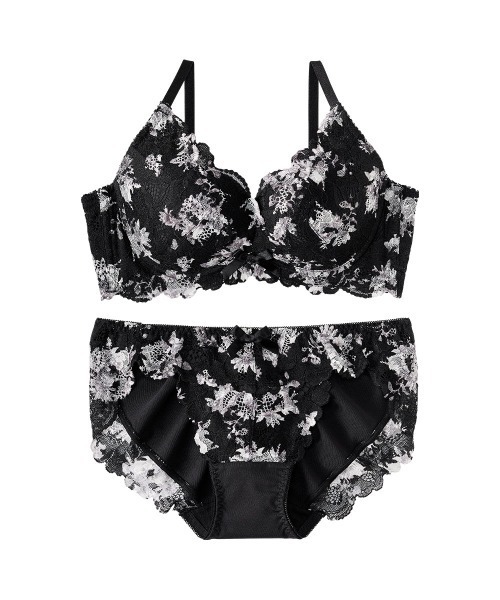 aimerfeel（エメフィール）の「【ブラショーツセット】モノトーンフラワー カシュクールレース脇高ブラ(R) ブラジャー&ショーツ（ブラ&ショーツ・レディース・ブラック/ホワイト・B65/C65/D65/E65/B70/C70/D70/E70/B75/C75/D75/E75/B80/C80/D80/E80）」の19枚目の写真