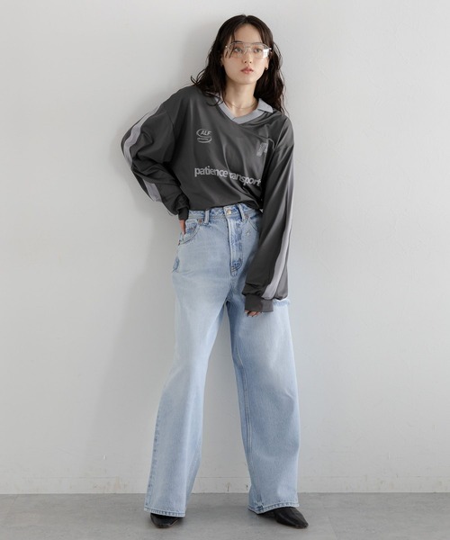 RAGEBLUE（レイジブルー）の「2size展開/フラワー刺繍ダメージワイドデニム（デニムパンツ・レディース・ブルー/ブラック・SMALL/MEDIUM）」の10枚目の写真