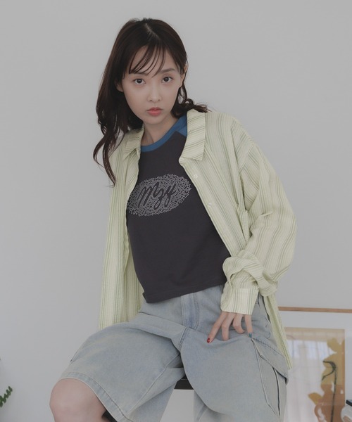 MAZZZZY(マジ―)の「MAZZZZY/ラグランストーンT(Tシャツ/カットソー・レディース・チャコール/ブラック・FREE)」の4枚目の写真