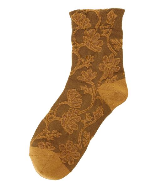 Samansa Mos2（サマンサ モスモス）の「花柄ジャカードソックス（ソックス/靴下・レディース・チャコールグレー/ベージュ/マスタード・F）」の10枚目の写真