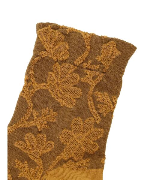 Samansa Mos2（サマンサ モスモス）の「花柄ジャカードソックス（ソックス/靴下・レディース・チャコールグレー/ベージュ/マスタード・F）」の11枚目の写真