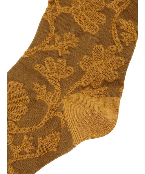 Samansa Mos2（サマンサ モスモス）の「花柄ジャカードソックス（ソックス/靴下・レディース・チャコールグレー/ベージュ/マスタード・F）」の12枚目の写真