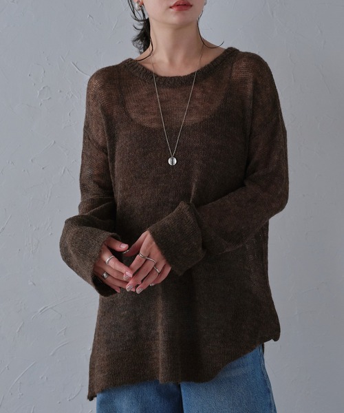 r.（アールドット）の「シアーモヘアプルオーバー（ニット/セーター・レディース・アイボリー/ブラック/カーキ/ダークブラウン/ピンク/グレー/ブルー・FREE）」の5枚目の写真