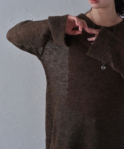 r.（アールドット）の「シアーモヘアプルオーバー（ニット/セーター・レディース・アイボリー/ブラック/カーキ/ダークブラウン/ピンク/グレー/ブルー・FREE）」の12枚目の写真