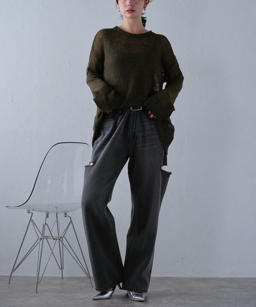 r.（アールドット）の「シアーモヘアプルオーバー（ニット/セーター・レディース・アイボリー/ブラック/カーキ/ダークブラウン/ピンク/グレー/ブルー・FREE）」の19枚目の写真