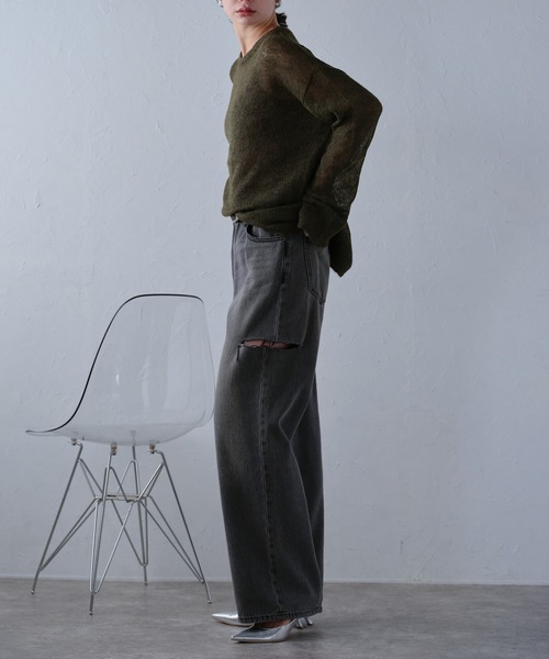 r.（アールドット）の「シアーモヘアプルオーバー（ニット/セーター・レディース・アイボリー/ブラック/カーキ/ダークブラウン/ピンク/グレー/ブルー・FREE）」の20枚目の写真