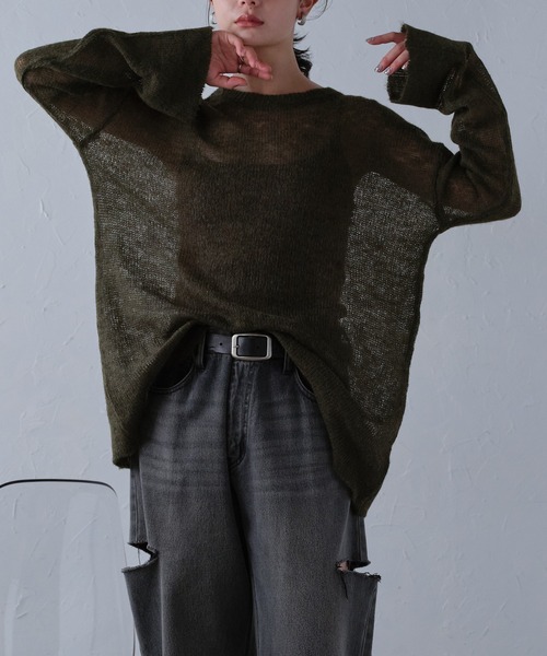 r.（アールドット）の「シアーモヘアプルオーバー（ニット/セーター・レディース・アイボリー/ブラック/カーキ/ダークブラウン/ピンク/グレー/ブルー・FREE）」の22枚目の写真