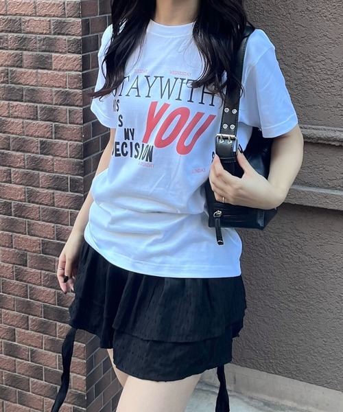 fiere(フィエール)の「アメリカン英字プリント半袖Tシャツ(Tシャツ/カットソー・レディース・ホワイト・MEDIUM/SMALL/LARGE)」の2枚目の写真