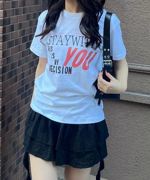 fiere(フィエール)の「アメリカン英字プリント半袖Tシャツ(Tシャツ/カットソー・レディース・ホワイト・MEDIUM/SMALL/LARGE)」の3枚目の写真