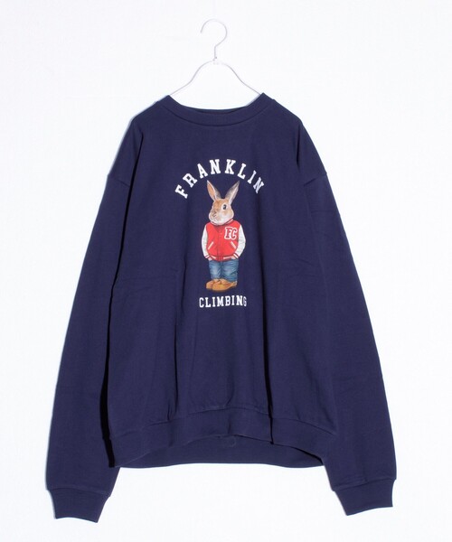 Franklin Climbing（フランクリンクライミング）の「【Franklin Climbing】うさぎスタジャン クルーネック プリントスウェット（スウェット・メンズ・アッシュグレー/ネイビー/キナリ・L/M）」の3枚目の写真