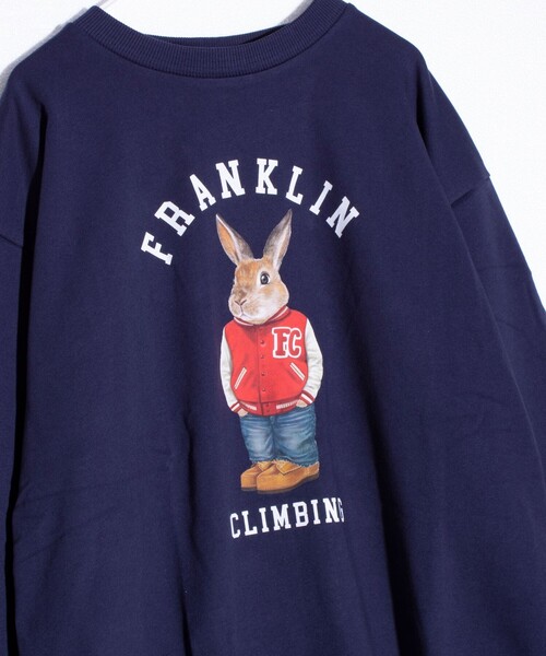 Franklin Climbing（フランクリンクライミング）の「【Franklin Climbing】うさぎスタジャン クルーネック プリントスウェット（スウェット・メンズ・アッシュグレー/ネイビー/キナリ・L/M）」の4枚目の写真