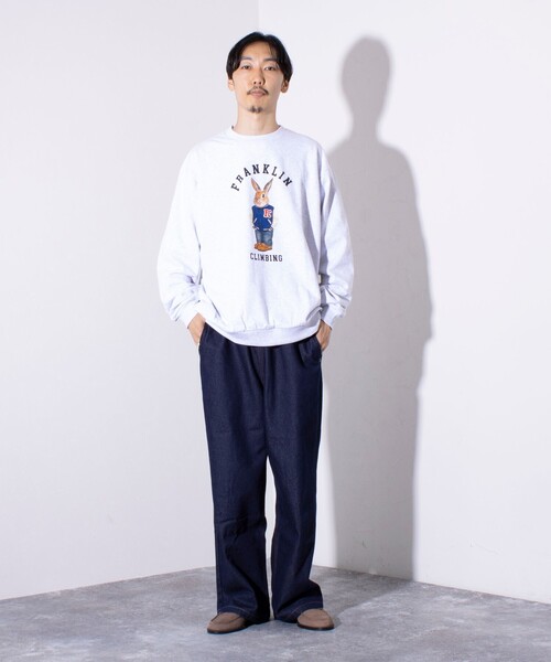 Franklin Climbing（フランクリンクライミング）の「【Franklin Climbing】うさぎスタジャン クルーネック プリントスウェット（スウェット・メンズ・アッシュグレー/ネイビー/キナリ・L/M）」の7枚目の写真