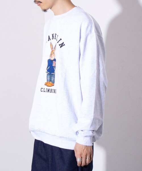 Franklin Climbing（フランクリンクライミング）の「【Franklin Climbing】うさぎスタジャン クルーネック プリントスウェット（スウェット・メンズ・アッシュグレー/ネイビー/キナリ・L/M）」の9枚目の写真