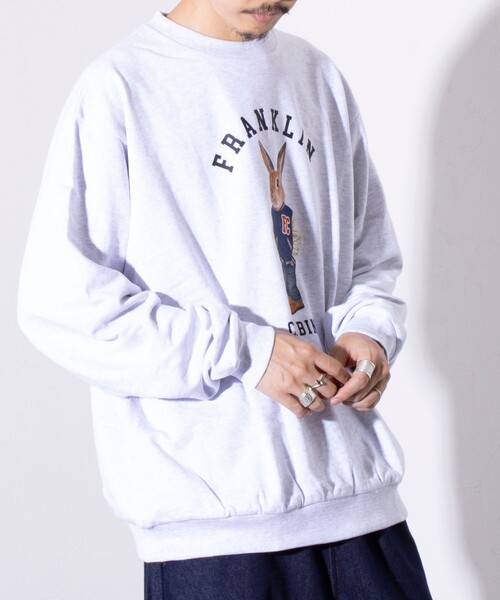 Franklin Climbing（フランクリンクライミング）の「【Franklin Climbing】うさぎスタジャン クルーネック プリントスウェット（スウェット・メンズ・アッシュグレー/ネイビー/キナリ・L/M）」の11枚目の写真