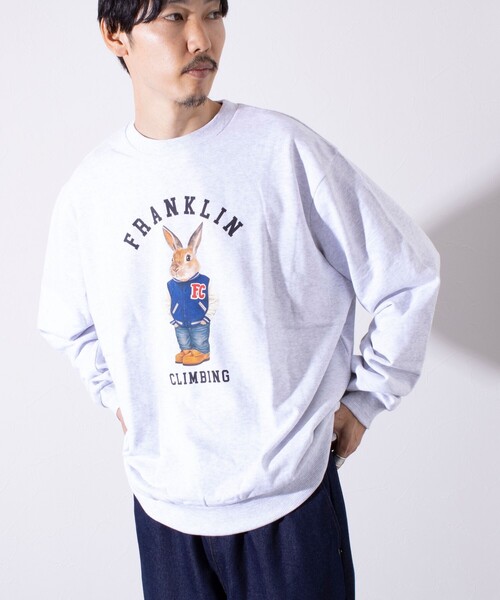 Franklin Climbing（フランクリンクライミング）の「【Franklin Climbing】うさぎスタジャン クルーネック プリントスウェット（スウェット・メンズ・アッシュグレー/ネイビー/キナリ・L/M）」の12枚目の写真