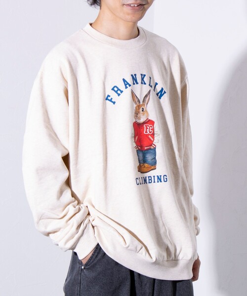 Franklin Climbing（フランクリンクライミング）の「【Franklin Climbing】うさぎスタジャン クルーネック プリントスウェット（スウェット・メンズ・アッシュグレー/ネイビー/キナリ・L/M）」の18枚目の写真