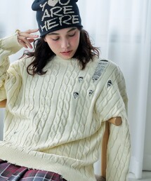 Freak's Store ケーブルニット セーター Fサイズ オフホワイト FREAK'S STORE/スラブ風 ケーブルニットプルオーバー｜Daytona