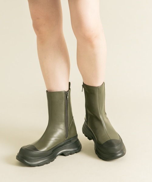 KBF（ケイビーエフ）の「スニーカーソールサイドゴアブーツ（ブーツ・レディース・カーキ/ブラック・36/37/38）」の14枚目の写真