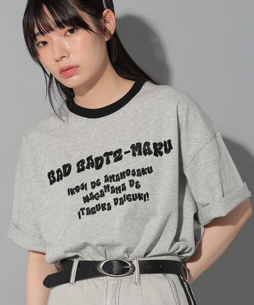 PAGEBOY(ページボーイ)の「PBLIM/バツマルリンガーTシャツ(Tシャツ/カットソー・レディース・グレー/オフホワイト・FREE)」の1枚目の写真