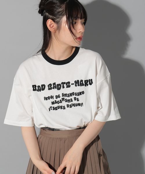 PAGEBOY(ページボーイ)の「PBLIM/バツマルリンガーTシャツ(Tシャツ/カットソー・レディース・グレー/オフホワイト・FREE)」の2枚目の写真