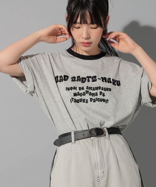 PAGEBOY(ページボーイ)の「PBLIM/バツマルリンガーTシャツ(Tシャツ/カットソー・レディース・グレー/オフホワイト・FREE)」の4枚目の写真