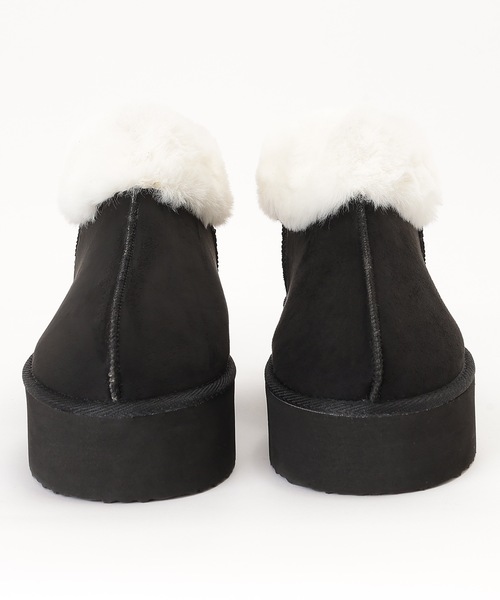 Lace Ladies(レースレディース)の「5cm厚底 ファー付き ムートン風ショート ブーツ(ブーツ・レディース・グレイッシュベージュ/キャメル/ブラック/グレー・ 25/24.5/24/23.5/23/22.5)」の6枚目の写真