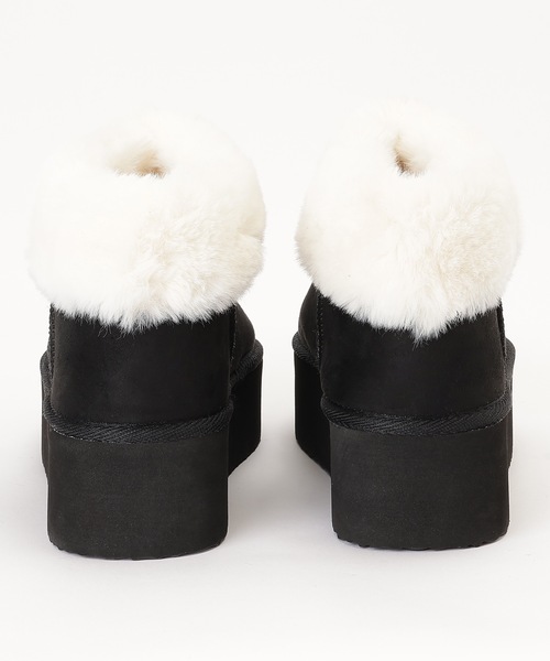 Lace Ladies(レースレディース)の「5cm厚底 ファー付き ムートン風ショート ブーツ(ブーツ・レディース・グレイッシュベージュ/キャメル/ブラック/グレー・ 25/24.5/24/23.5/23/22.5)」の9枚目の写真