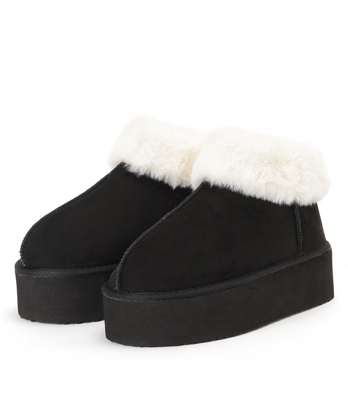 Lace Ladies(レースレディース)の「5cm厚底 ファー付き ムートン風ショート ブーツ(ブーツ・レディース・グレイッシュベージュ/キャメル/ブラック/グレー・ 25/24.5/24/23.5/23/22.5)」の14枚目の写真