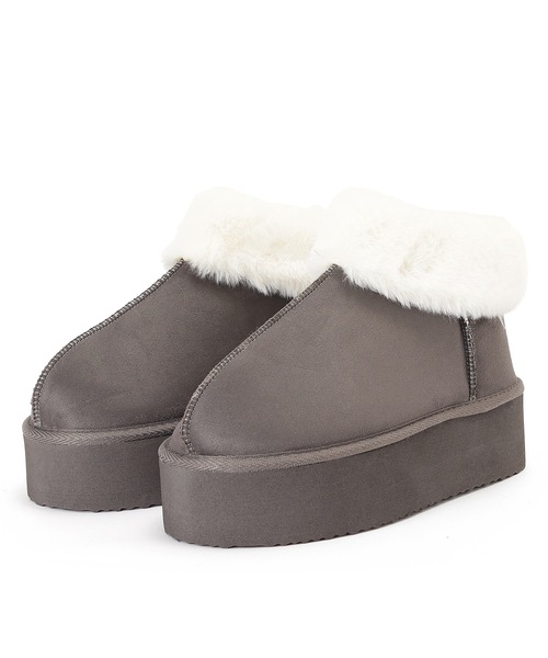 Lace Ladies(レースレディース)の「5cm厚底 ファー付き ムートン風ショート ブーツ(ブーツ・レディース・グレイッシュベージュ/キャメル/ブラック/グレー・ 25/24.5/24/23.5/23/22.5)」の15枚目の写真