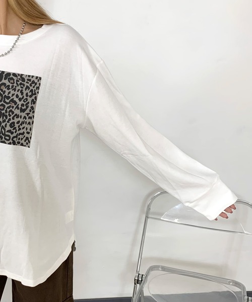 non-hedge(ノンヘッジ)の「フロントヒョウ柄ロンT(Tシャツ/カットソー・レディース・ブラウン/ブラック/オフホワイト/グレー・FREE)」の14枚目の写真