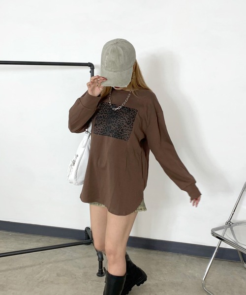 non-hedge(ノンヘッジ)の「フロントヒョウ柄ロンT(Tシャツ/カットソー・レディース・ブラウン/ブラック/オフホワイト/グレー・FREE)」の18枚目の写真