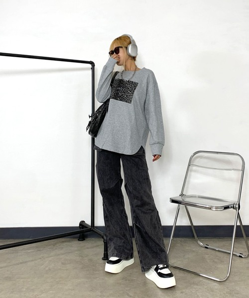 non-hedge(ノンヘッジ)の「フロントヒョウ柄ロンT(Tシャツ/カットソー・レディース・ブラウン/ブラック/オフホワイト/グレー・FREE)」の20枚目の写真