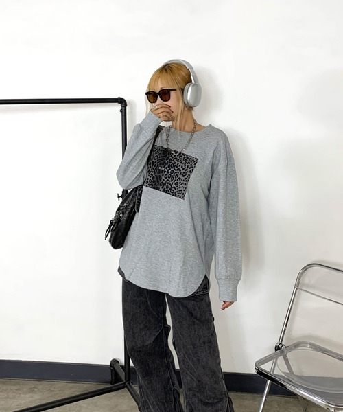 non-hedge(ノンヘッジ)の「フロントヒョウ柄ロンT(Tシャツ/カットソー・レディース・ブラウン/ブラック/オフホワイト/グレー・FREE)」の21枚目の写真