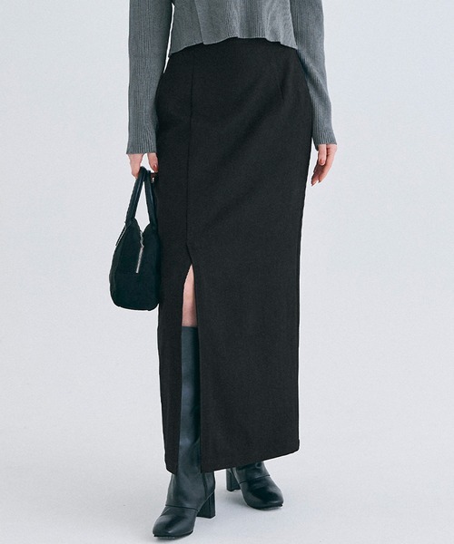 coca（coca）（コカ）の「フロントスリットスカート（スカート・レディース・ブラック/グレー・S/M/L）」の2枚目の写真