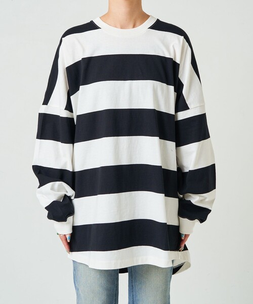 セール】限定展開 ワイドボーダー ロングスリーブ Tシャツ（T