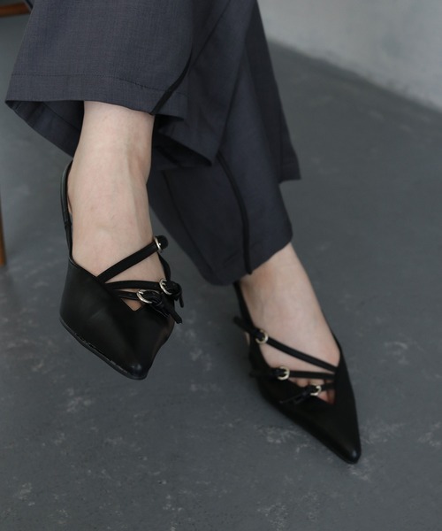 &g'aime（アンジェム）の「【&g’aime】クロスストラップポインテッドミュール CROSS STRAP POINTED MULE（パンプス・レディース・アイボリー/ブラック・22.5/23.5/24.5）」の18枚目の写真