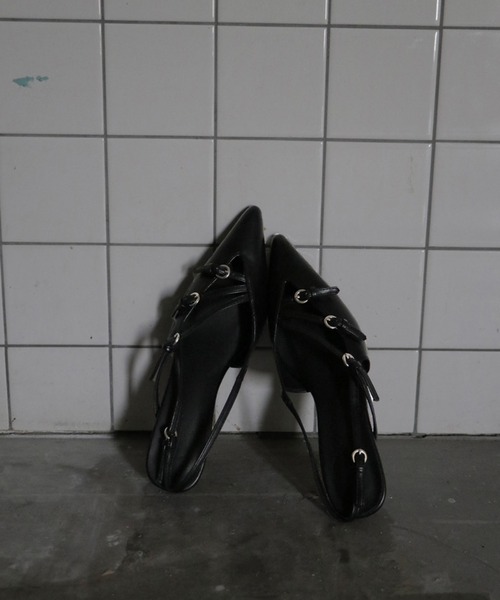 &g'aime（アンジェム）の「【&g’aime】クロスストラップポインテッドミュール CROSS STRAP POINTED MULE（パンプス・レディース・アイボリー/ブラック・22.5/23.5/24.5）」の22枚目の写真