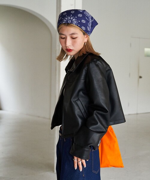 FREAK'S STORE（フリークスストア）の「限定展開　ショート フルジップ フェイクレザー ジャケット（ライダースジャケット・レディース・ブラック・ﾌﾘ-）」の13枚目の写真