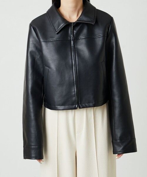 FREAK'S STORE（フリークスストア）の「限定展開　ショート フルジップ フェイクレザー ジャケット（ライダースジャケット・レディース・ブラック・ﾌﾘ-）」の16枚目の写真