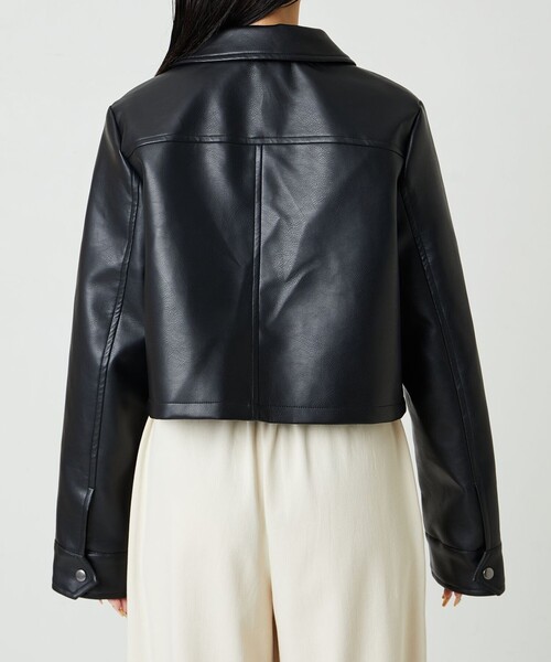 FREAK'S STORE（フリークスストア）の「限定展開　ショート フルジップ フェイクレザー ジャケット（ライダースジャケット・レディース・ブラック・ﾌﾘ-）」の18枚目の写真