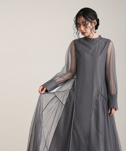 atlo（アトロ）の「ミモレ丈&袖ありフォーマルチュールパイピング